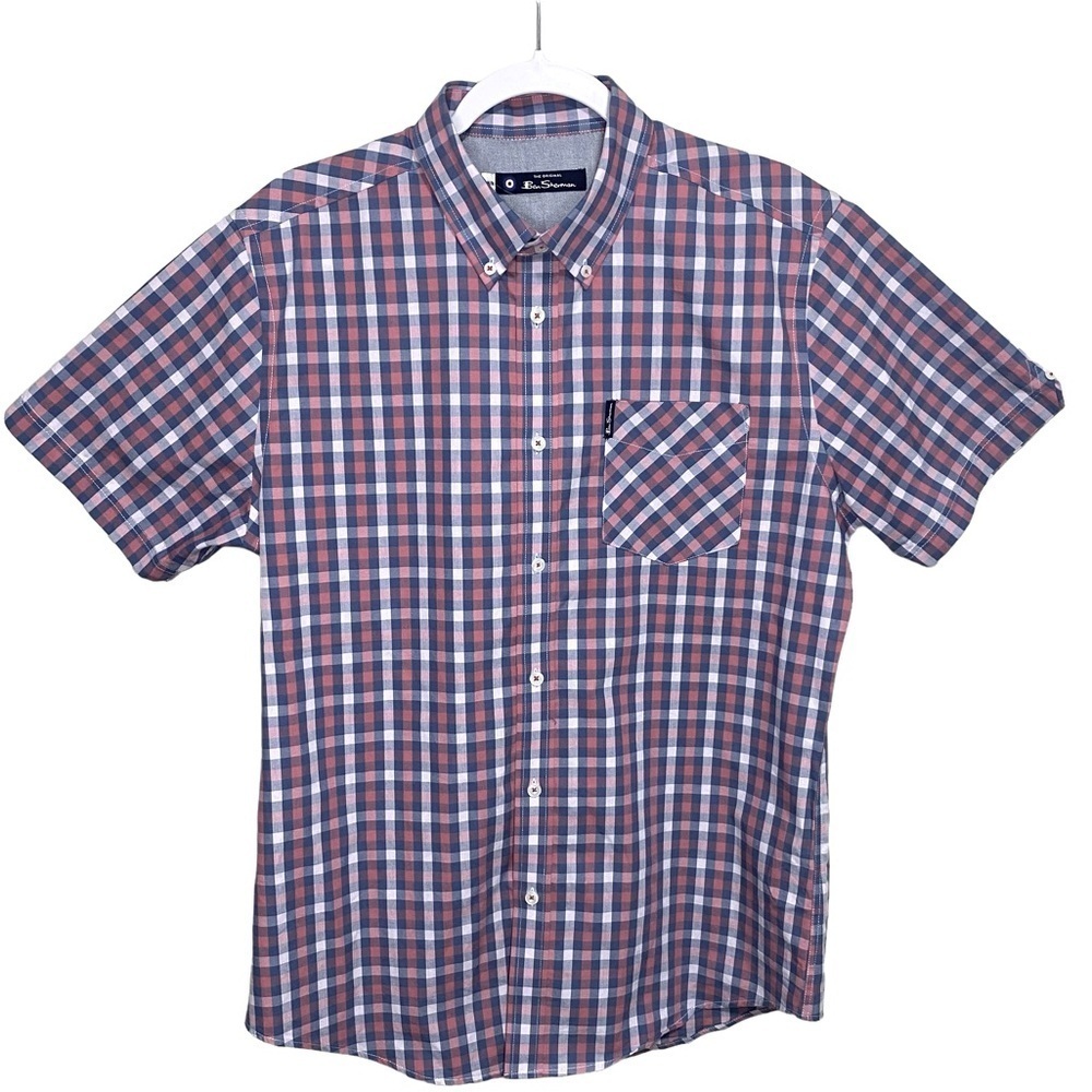 Ben Sherman The House Gingham Short Sleeve Button Down Shirt Medium